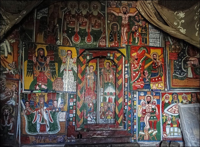 Interior of Mikael Milhaizenghi Church near Sinkata, Tigray Region, Ethiopia