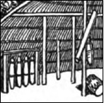 Cross Section of a Hut Showing Poles