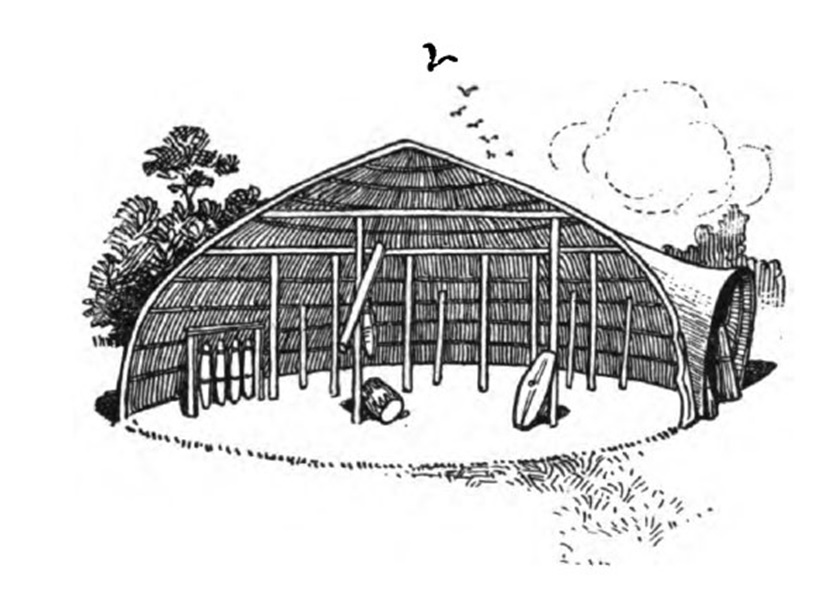 Cross Section of a Hut Showing Poles