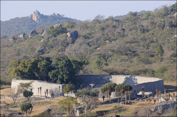 Great Zimbabwe - Great Enclosure from Hill Complex