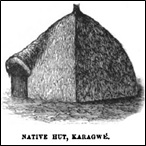 Grass-roofed hut, Unyoro and Native hut, Karagwe