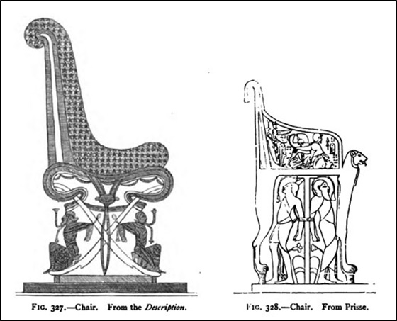 Royal chair from the tomb of Rameses III and the other from that of Chamhati