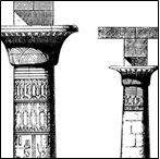 Column from the Great Hall at Karnak and Column from the Hypostyle Hall of the Ramesseum; from Horeau