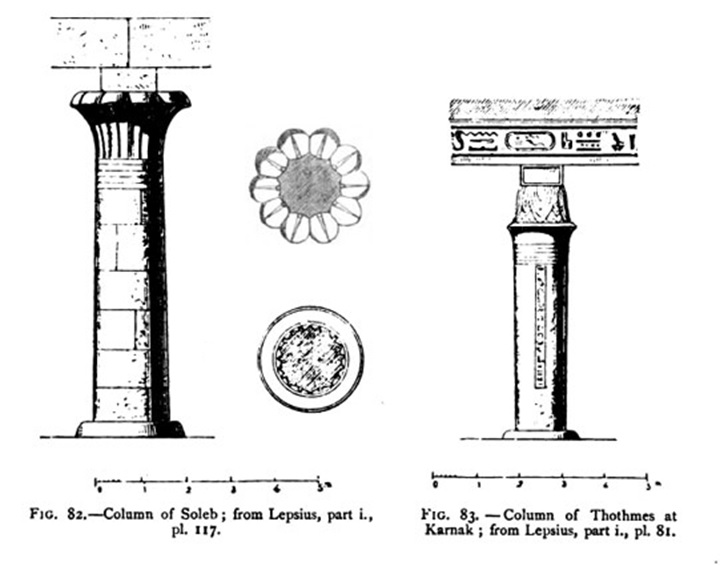 Column of Soleb from Lepsius and Column of Thothmes at Karnak; from Lepsius