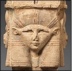 Column with Hathor-emblem capital and names of Nectanebo I on the shaft