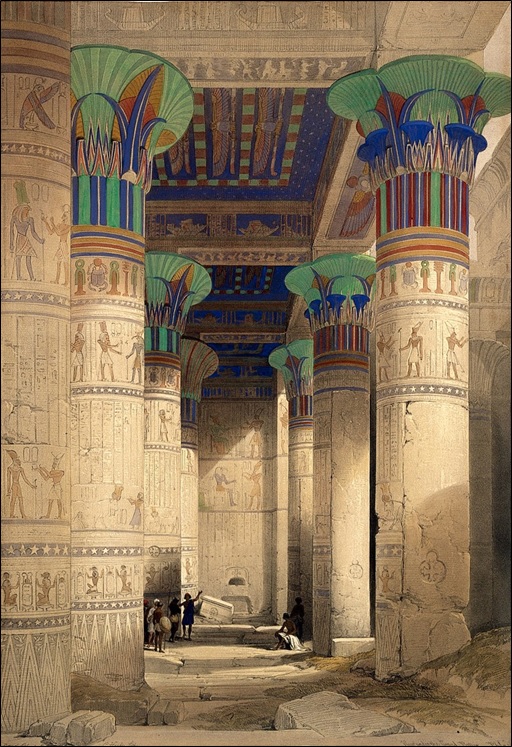 Philae, Egypt: the hypostyle hall within the Temple of Isis