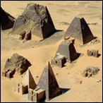 Aerial view of the Nubian pyramids at Meroe