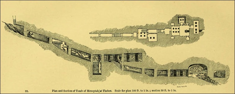 Plan and Section of Tomb of Meneptah at Thebes