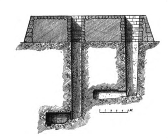 Section of a mastabas at Gizeh with two shaft