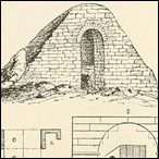 Vaulted rooms and doorway of a crude brick pyramid at thebes