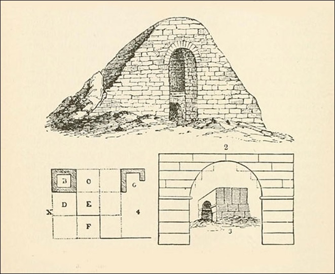 Vaulted rooms and doorway of a crude brick pyramid at thebes