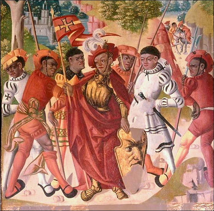 Saint Maurice and his companions; adoration of the Magi (left panel, Altarpiece)