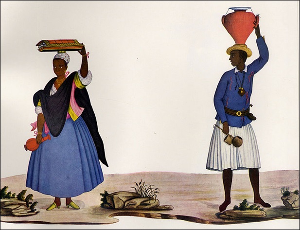 Man and woman hawkers or marketers, Rio de Janeiro, Brazil, ca. 1770s