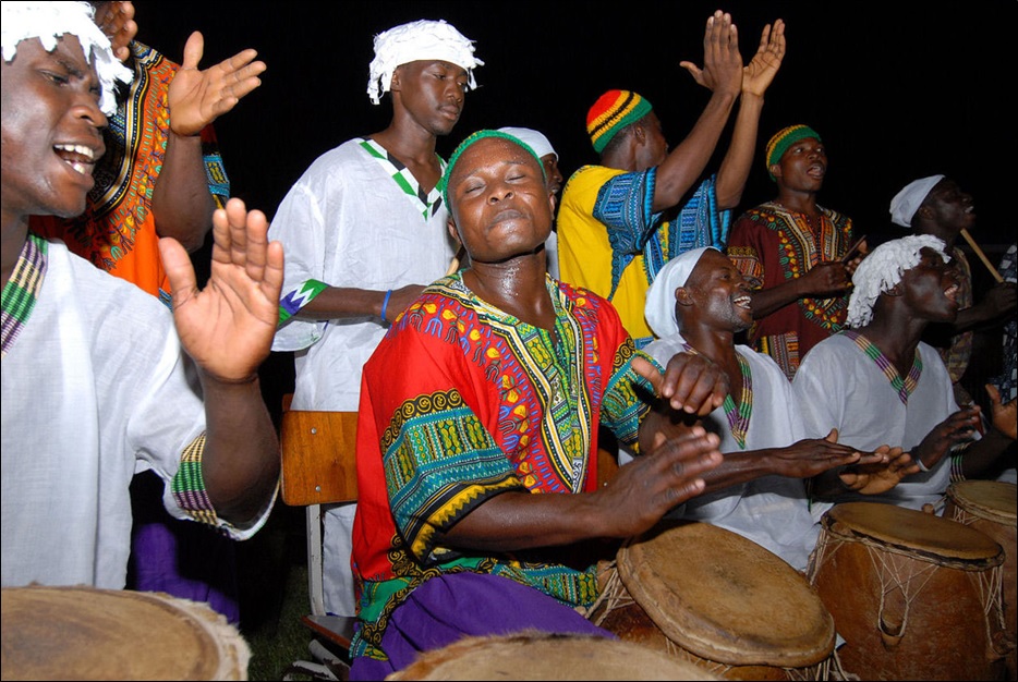 A group of drummers in Accra, Ghana