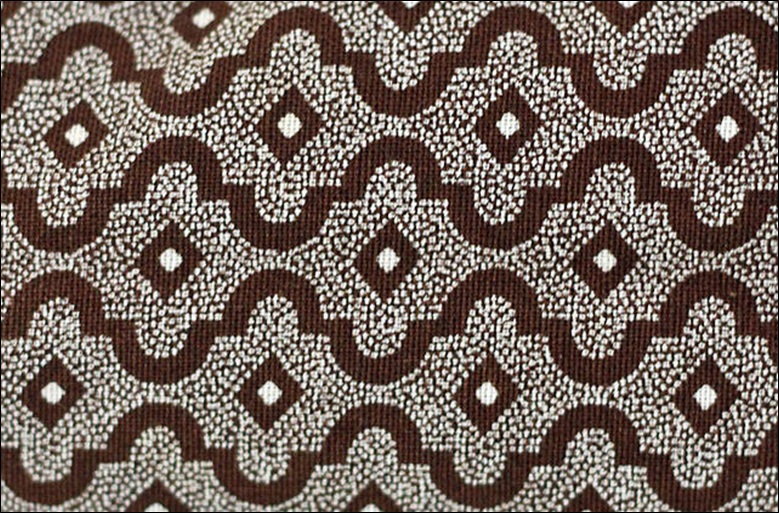 Brown shweshwe fabric (close-up of dress sleeve)