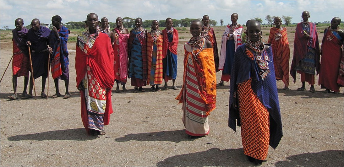 Masai women dancing. Masai village, Amboseli National Park, Kenya