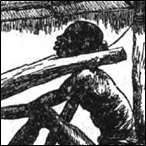 A captive in slave yoke (waiting for the caravan to be made up)