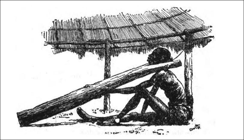 A captive in slave yoke (waiting for the caravan to be made up)