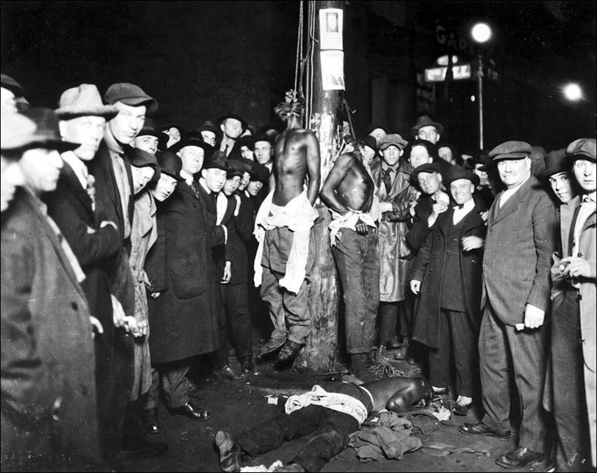 A postcard of a Duluth lynchings, June 15, 1920