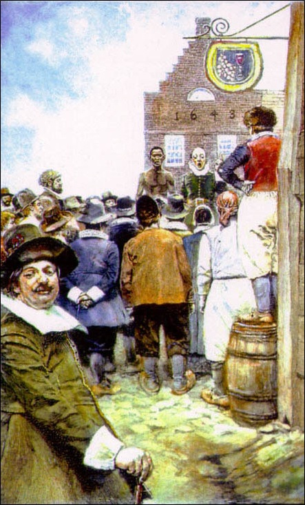 The first slave auction in New Amsterdam in 1655