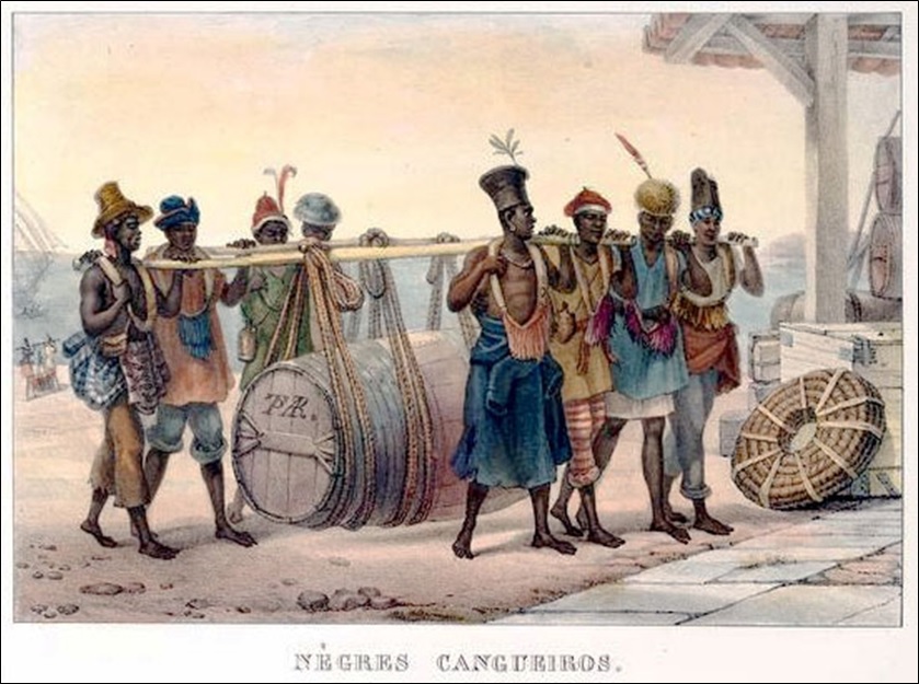 Cargo negros. Slaves in Brazil circa 1830.