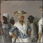 Free women of color with their children and servants in a landscape