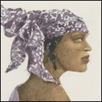 Woman with a headscarf in profile - Water colour