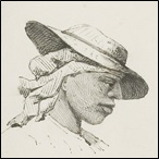 Woman with headscarf and hat