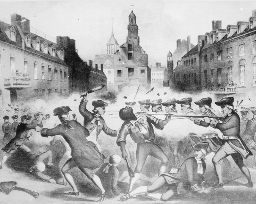 Crispus Attucks, the first martyr of the American Revolution, King (now State) Street, Boston, March 5th 1779,