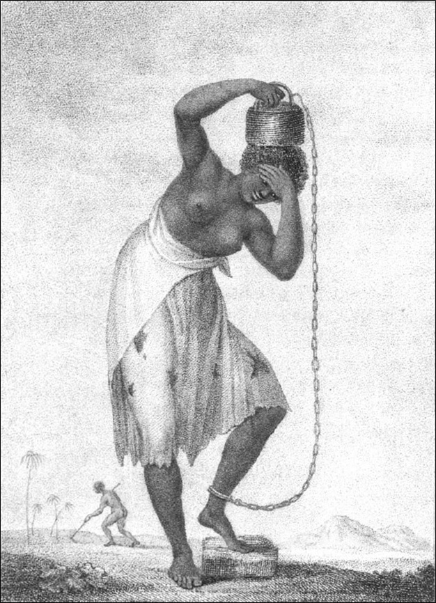 A female negro slave with a weight chained to her ankle