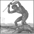 Breaking the joints and mutilating negro slaves condemned to death by torture