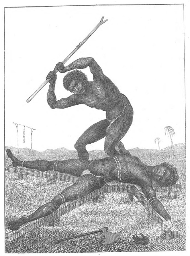 Breaking the joints and mutilating negro slaves condemned to death by torture