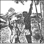 Flogging of a slave using a paddle