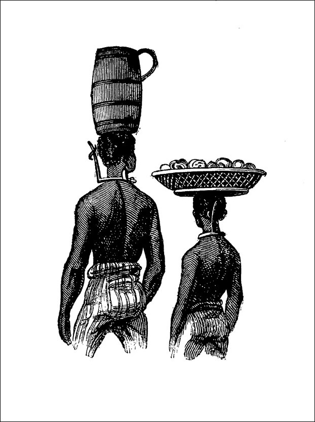 Two slaves wearing iron collars