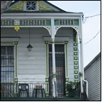 New Orleans after Hurricane Katrina: Raised "shotgun" style house in formerly flooded Mid City neighborhood