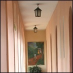 A hotel corridor