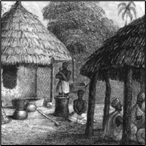 Village Scene, Iddah, Nigeria, 1841