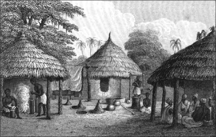 Village Scene, Iddah, Nigeria, 1841