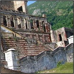 The front of the Sans-Souci palace, in Milot, Haiti