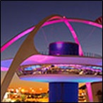 Theme building Lax Airport at night