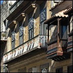 Cuba, Havana, houses in calle Obispo