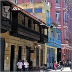 View up Obispo from Plaza Des Armas in Havana Cuba