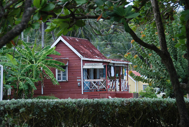 Chattel house with red roof